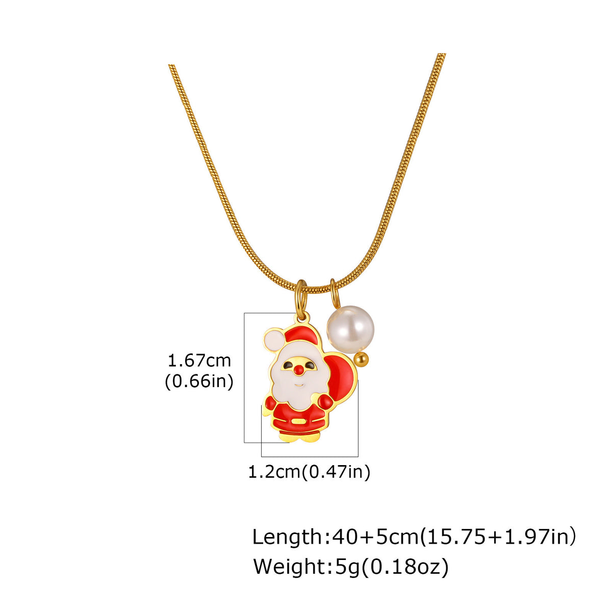 Stainless Steel Christmas Bells Santa Holiday Collection Girl Ornaments Pearl Necklace