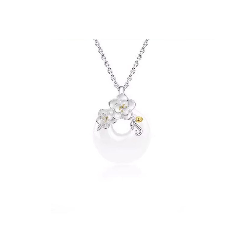 Planderful 925 Sterling Silver Camellia Necklace With Safety Buckle Pendant Collarbone Chain Gift For Girlfriend