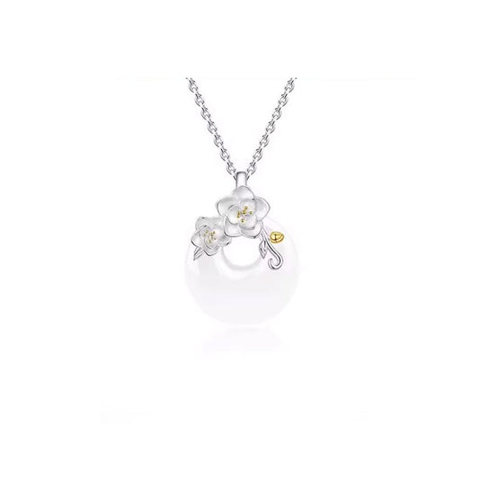 Planderful 925 Sterling Silver Camellia Necklace With Safety Buckle Pendant Collarbone Chain Gift For Girlfriend