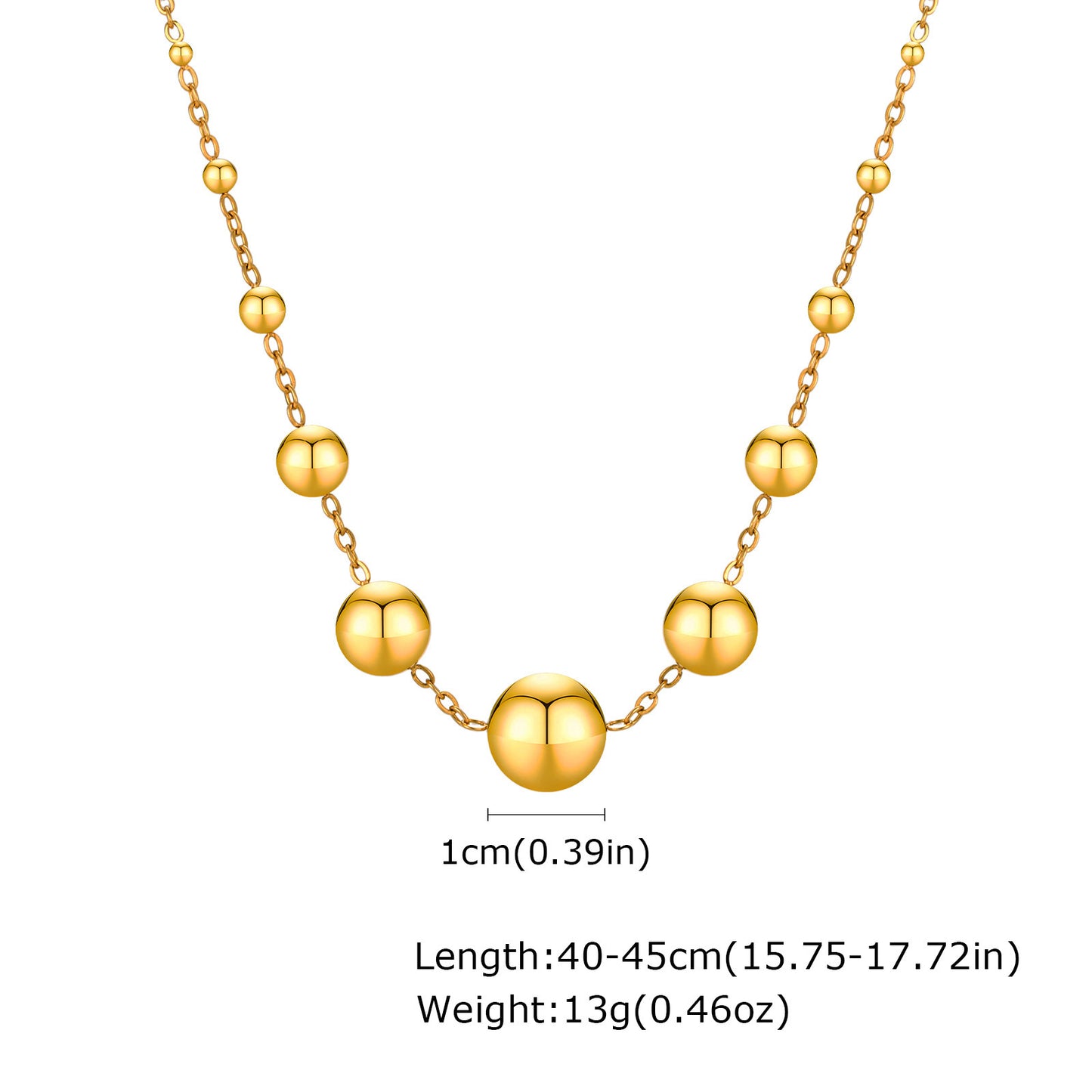 Stainless Steel Chain Ball Gold Necklace Bracelet Women