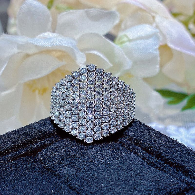 Planderful Shop Moissanite Sparkling Hexagonal Ring In S925 Sterling Silver For Women 1.65ct