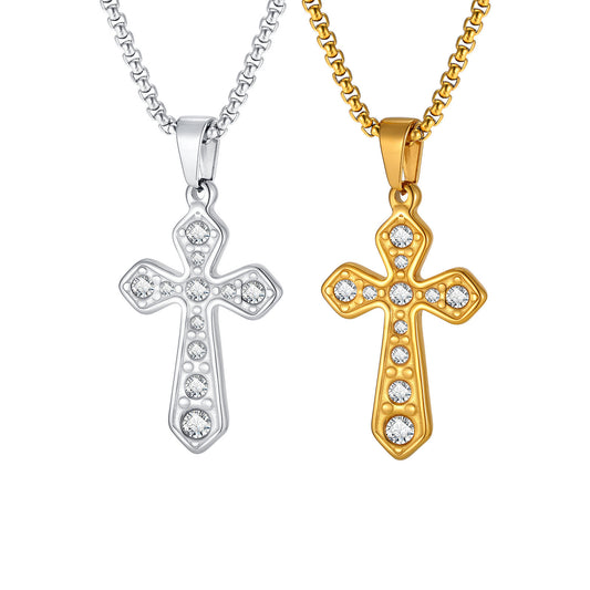 Cross Zircon Vintage Stainless Steel Pendant