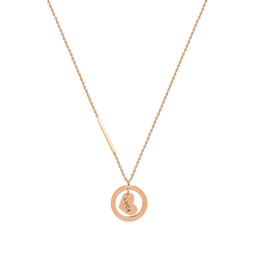 Peach Heart Love Necklace with Gold Plating - Retro English Charm