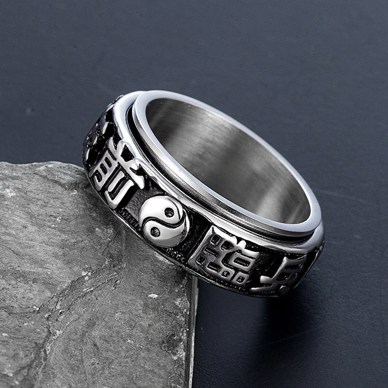 Planderful Rotating Titanium Ring For Men Bold Stylish Everyday Genie Jewelry With Personalized Engraving