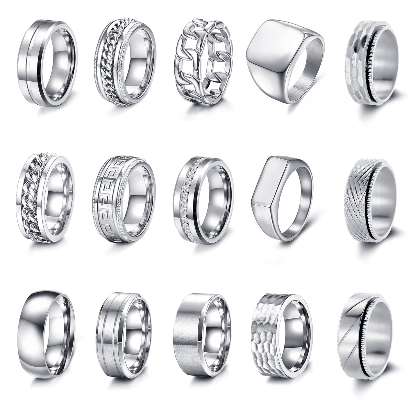 Planderful Titanium Steel Ring Unisex Square Seal Hip Hop Decompression Relief Premium Size 7 To 13