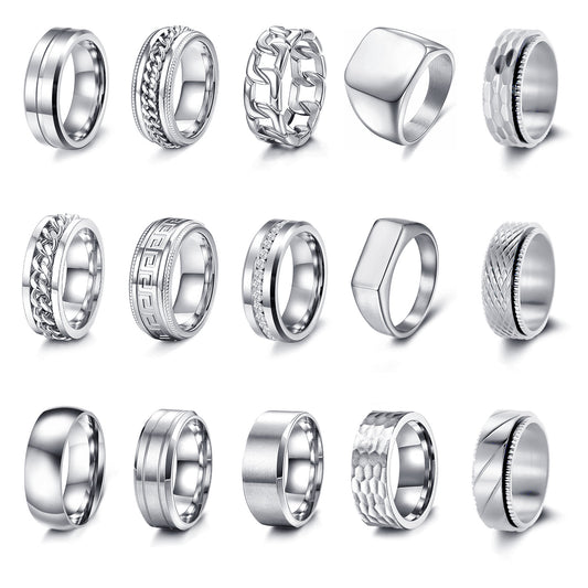 Planderful Titanium Steel Ring Unisex Square Seal Hip Hop Decompression Relief Premium Size 7 To 13