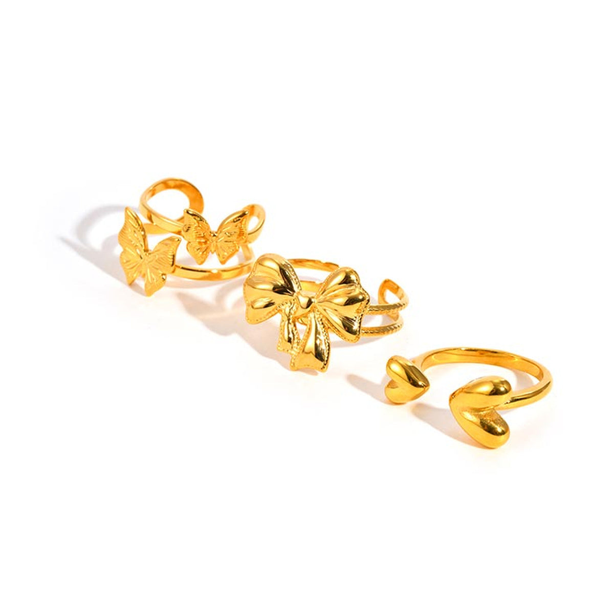 Stainless Steel Cold Wind – Butterfly Heart-Shaped Open Ring