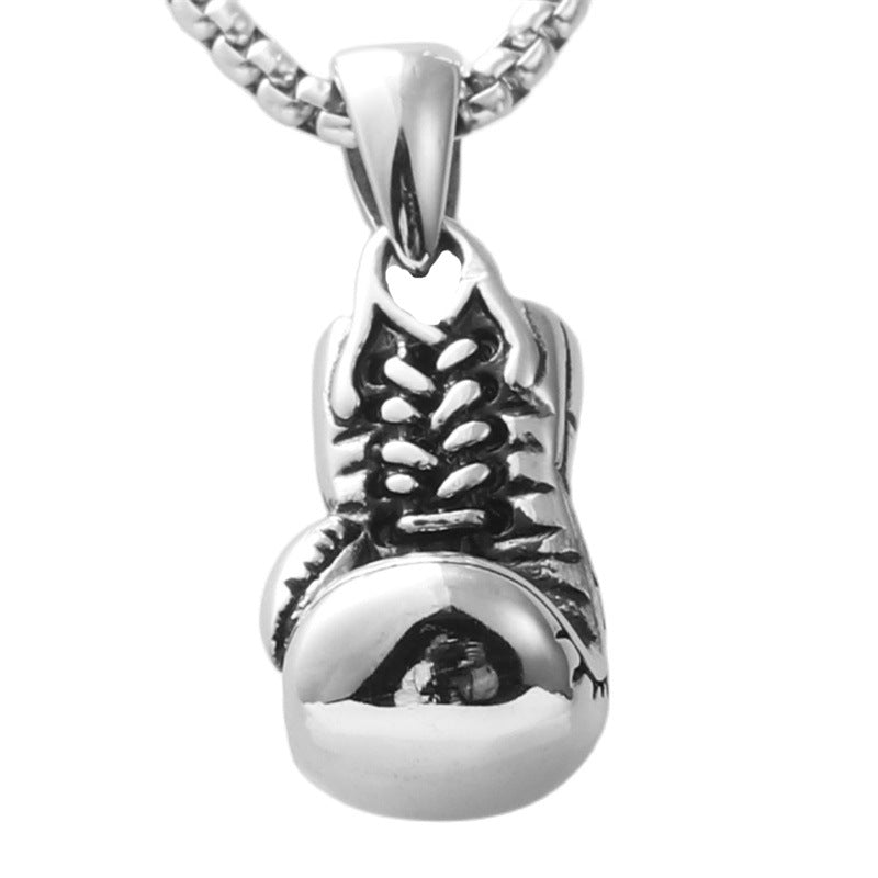 Personalized Retro Titanium Steel Boxing Gloves Pendant Necklace for Men
