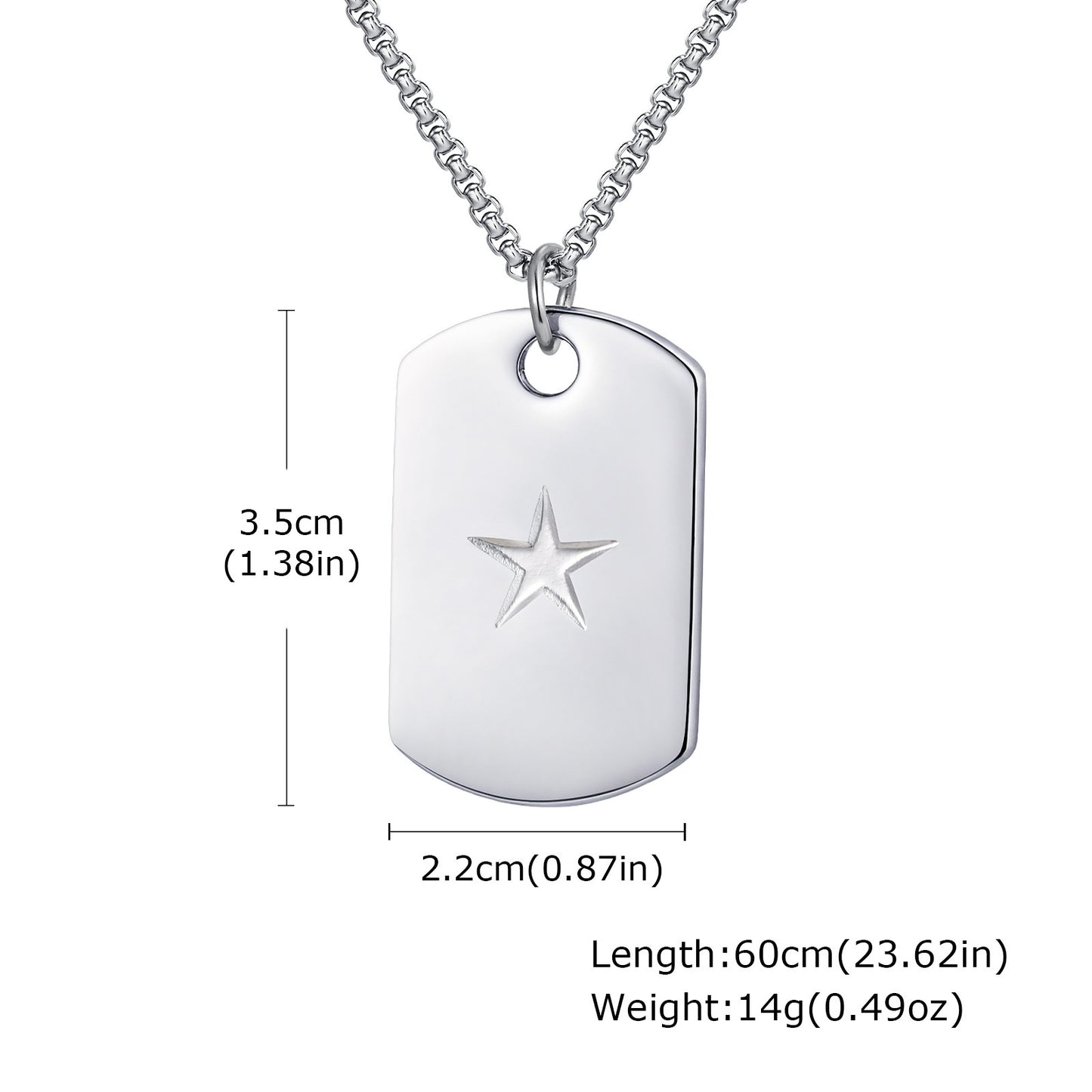 Planderful Mens Hip Hop Pentagram Stainless Dog Tag Pendant