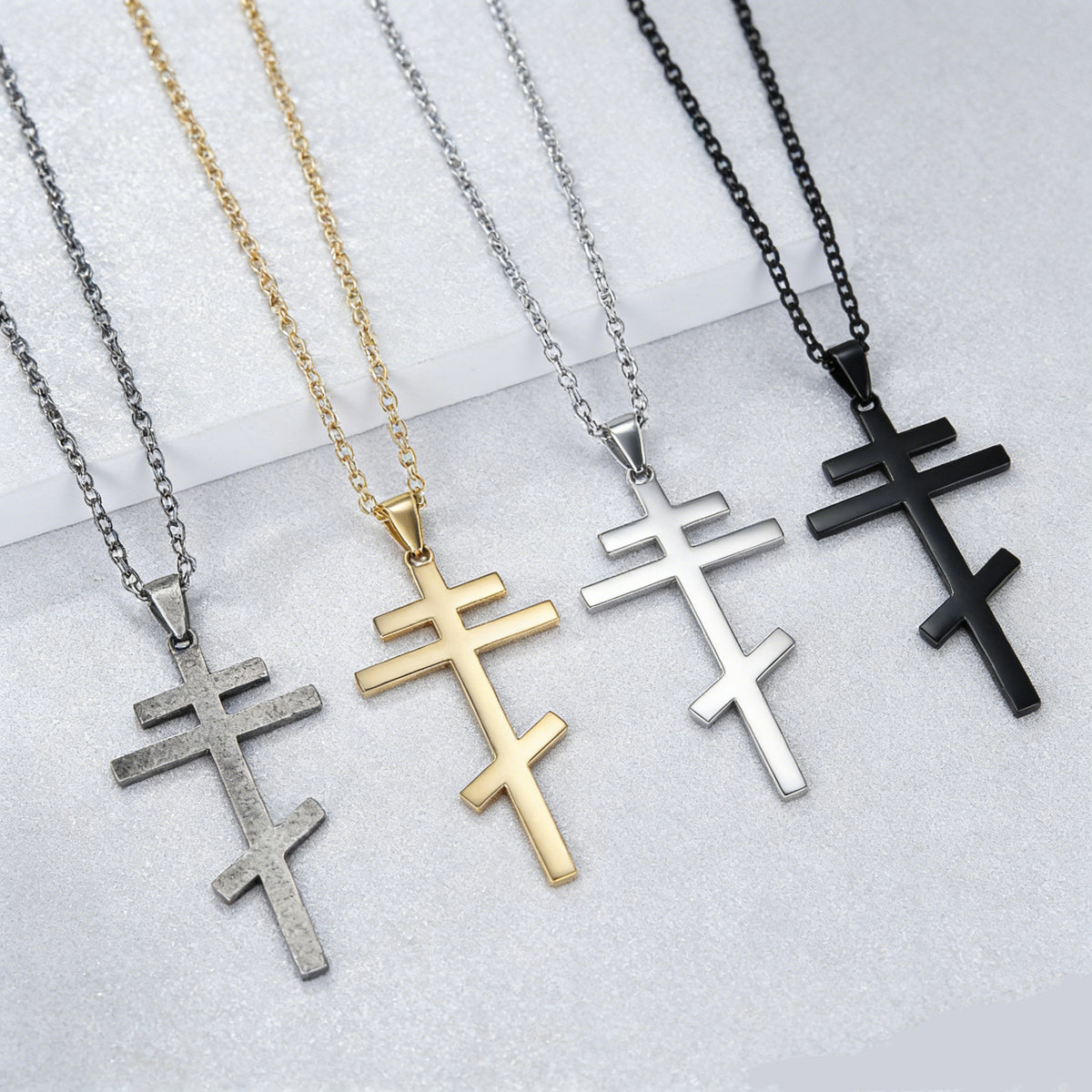 Steel Necklace - Vintage Orthodox Cross Pendant