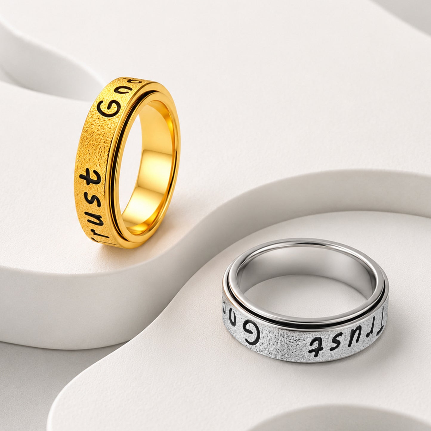 Rotatable Stainless Steel Ring Stress Relief Inspirational Jewelry For Unisex Couples Planderful Collection