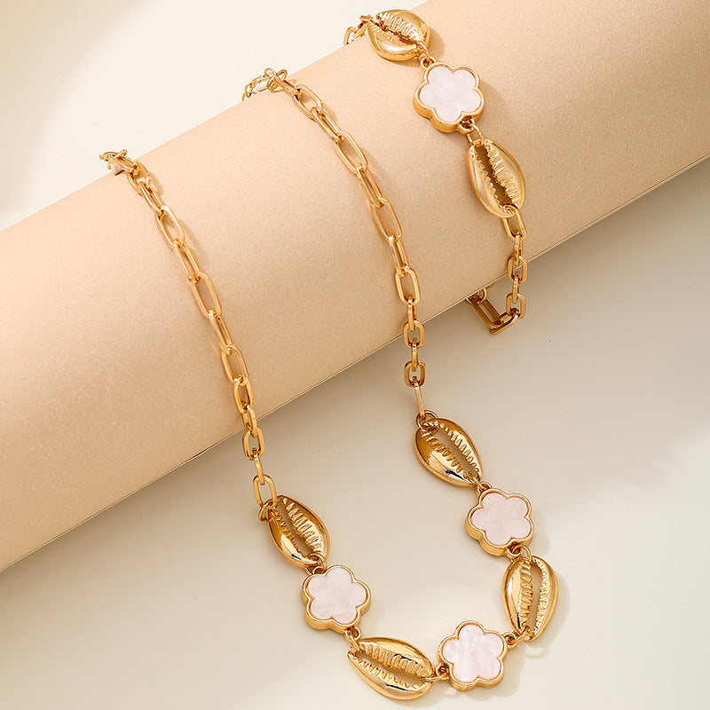 Planderful Bohemian Jewelry Set Women Chic Conch Clover