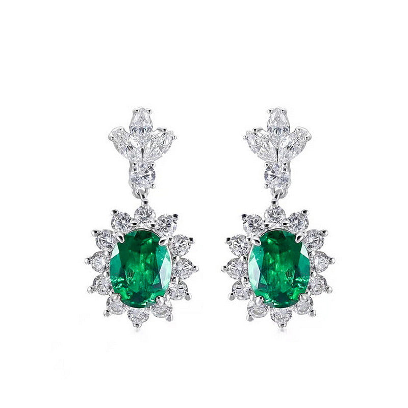 S925 Sterling Silver Lab-Grown Gemstone Signature Stud Earrings