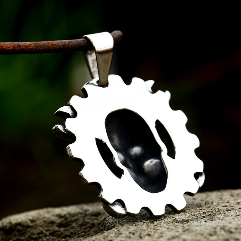 Retro Skull Pendant in Titanium Steel for Men - Cross-Border Stainless Steel Wrench Movement Accessories
