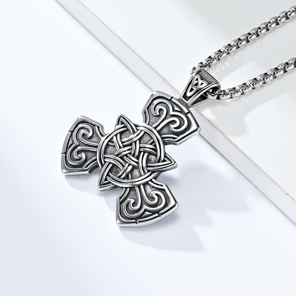 Planderful Viking Pendant Necklace For Men Stainless Steel Celtic Knot Nordic Jewelry