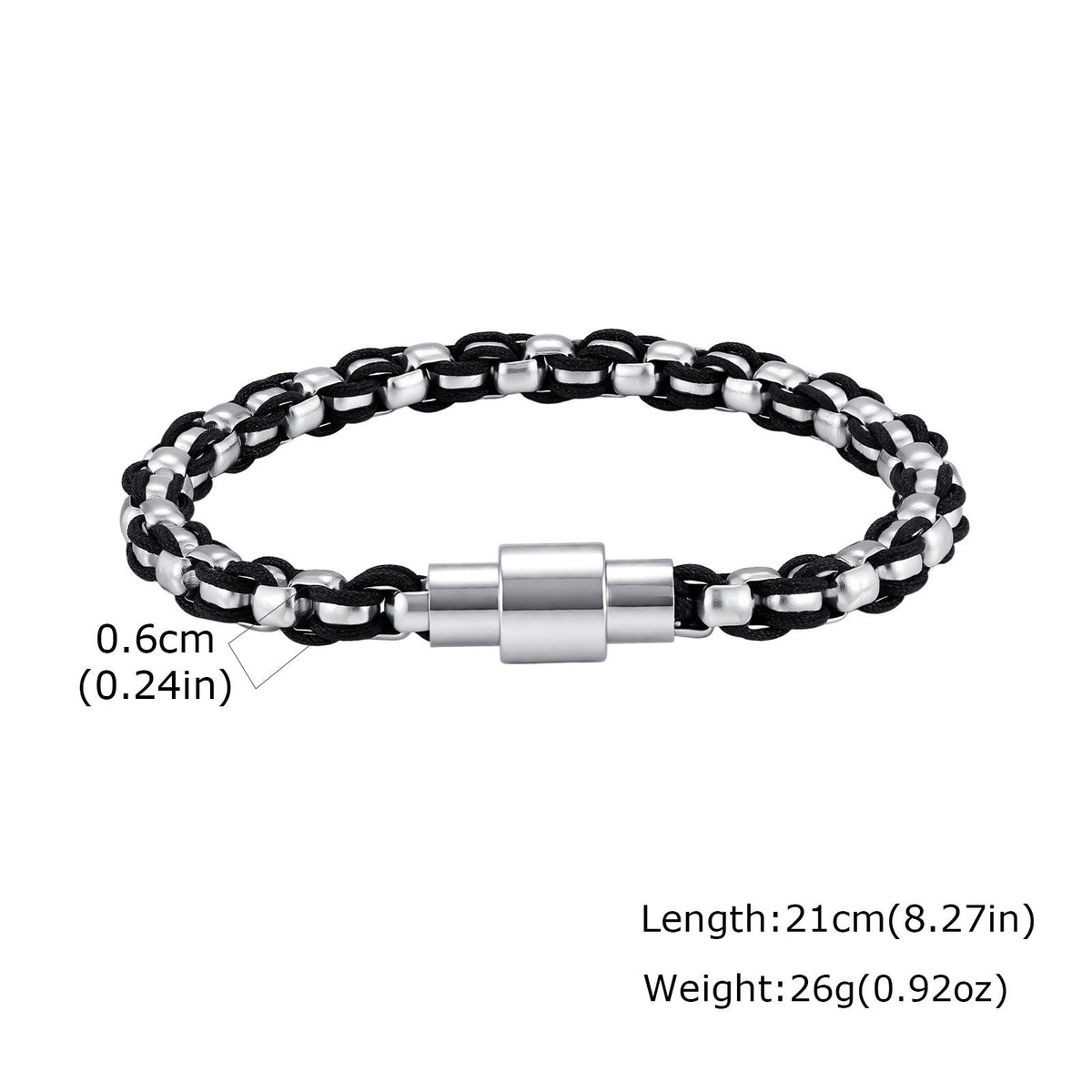 Pearl Braided Stainless Steel Bracelet for Men