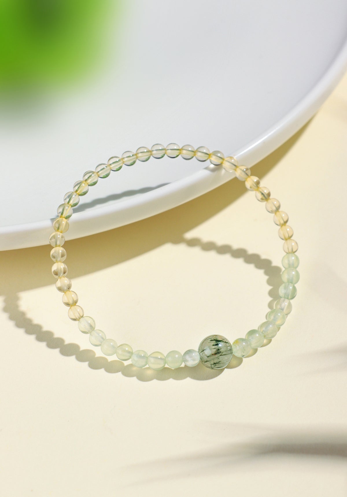 4 mm Citrine & Green Rutilated Quartz Bracelet