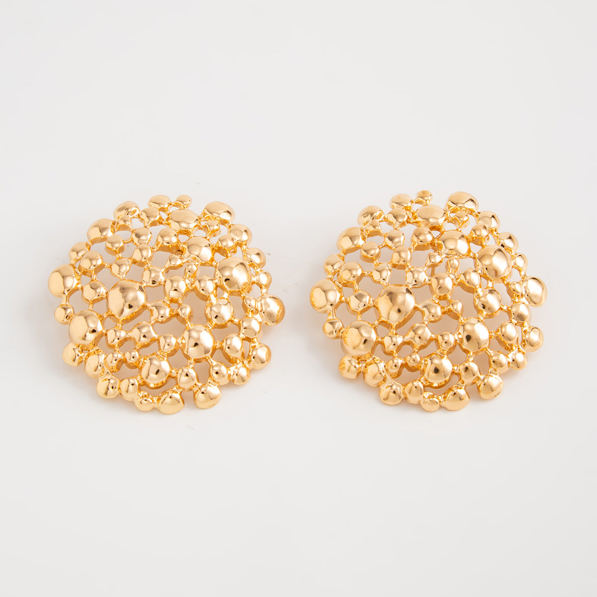 Planderful Vienna Verve Bubble Stud Earrings Geometric Hollow Alloy Honeycomb Statement Jewelry For Edgy Women