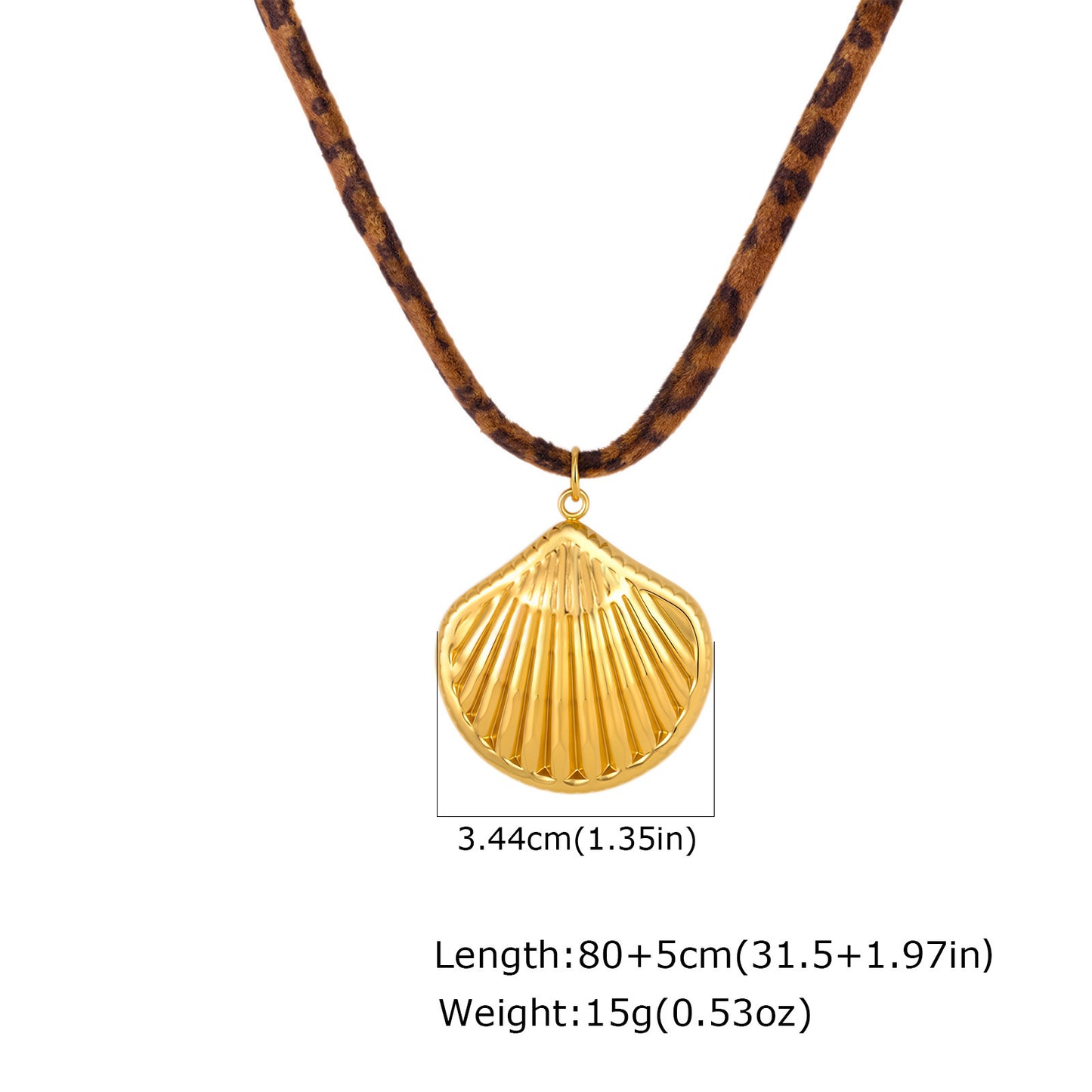 Cold Wind Ocean Stainless Steel Shell Pendant Leopard Print Long Item Decoration Necklace