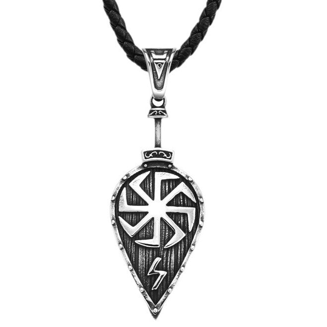 Retro Viking Rune Leaf Titanium Steel Pendant for Men - Wholesale European and American Stainless Steel Accessories