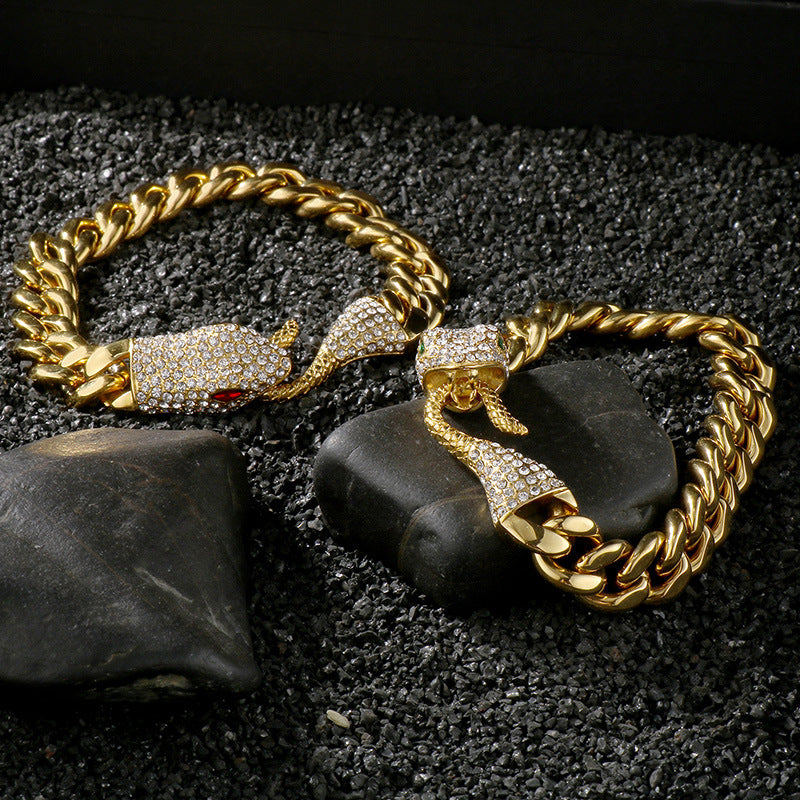 Men's Matte Cuban Chain Bracelet – Double-Sided Pavé Zircon