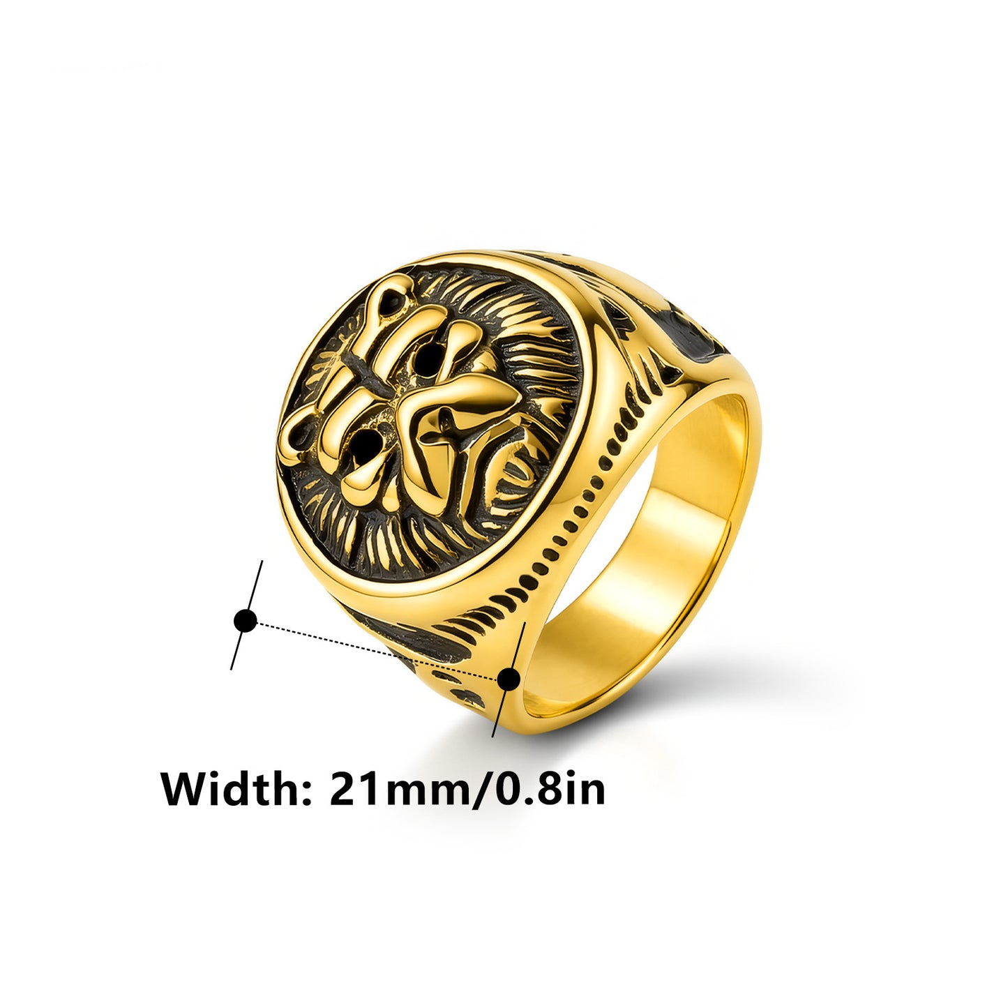 Lion Head Ring For Men And Unisex Stainless Steel Wide Band Bold Hip Hop Style By Planderful