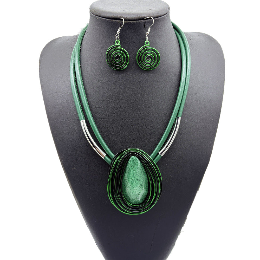 Planderful Savanna Rhythms Jewelry Set – Elegant Resin Water Drop Design