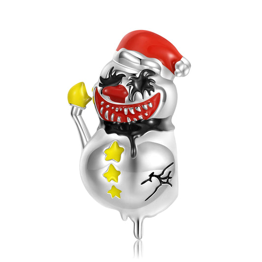 Christmas Joker Snowman Silver Pendant