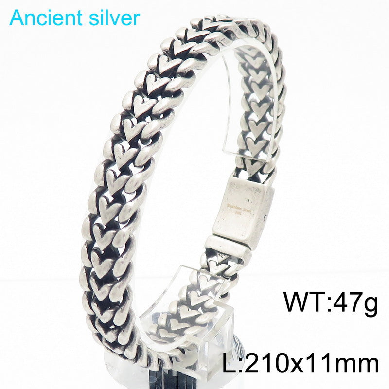 Planderful Titanium Woven Heart Unisex Bracelet For Him Her
