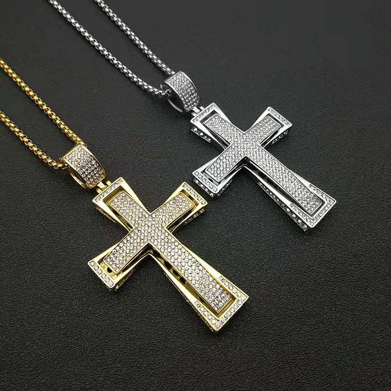 Planderful Everyday Genie Hip Hop Necklace Titanium Steel Gold Plated Zircon Pendant For Men And Women