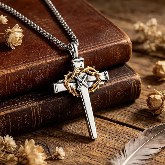Punk Cross Stainless Steel Pendant Necklace