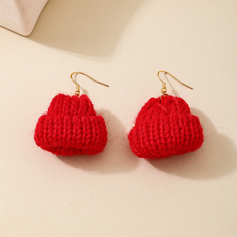 Planderful Vienna Verve Earrings – Unique Hand-Woven Red Wool Design