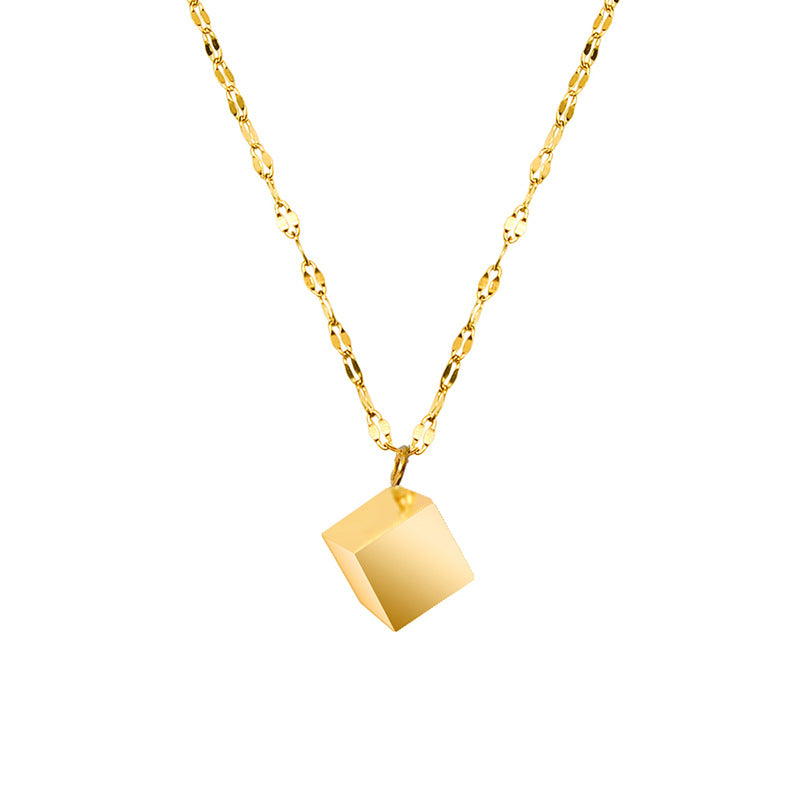 Luxurious 18K Gold Plated Necklace with Retro Square Pendant
