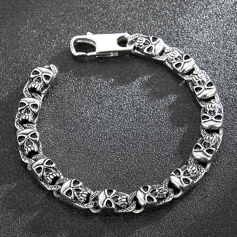 Antique Men's Titanium Steel Skull Bracelet