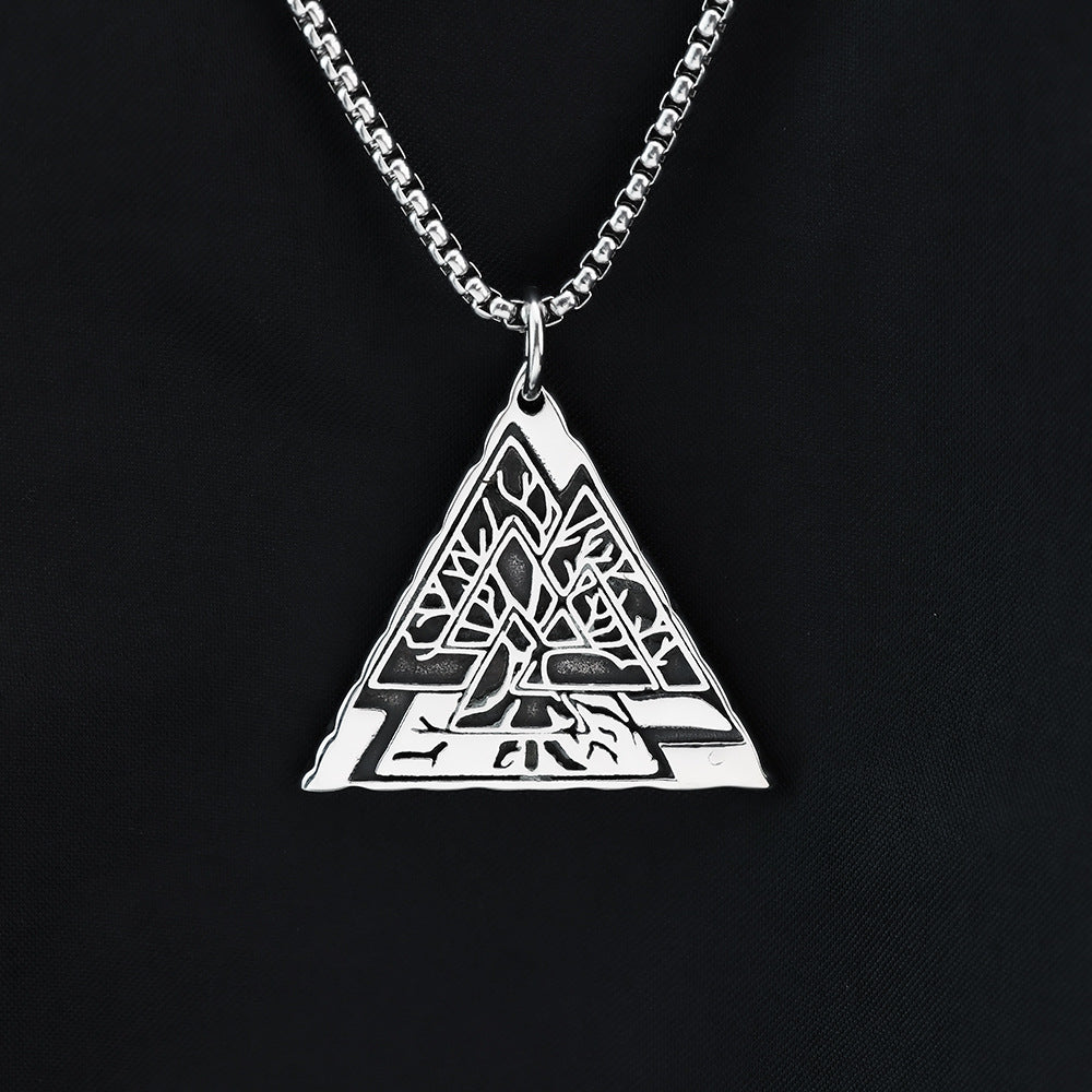 European And American Jewelry Wholesale Titanium Steel Men's Pendant Necklace Retro Viking Tree Of Life