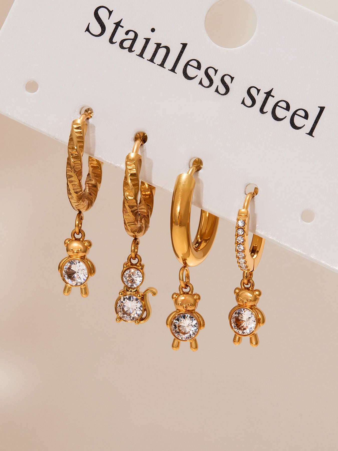 Planderful 18K Gold Plated Zircon Animal Earrings Women