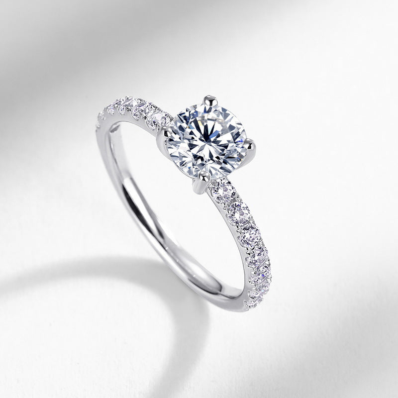 Planderful Four-Prong Moissanite Sterling Silver Ring – 6.5 × 6.5 mm, 1 ct – Style 1