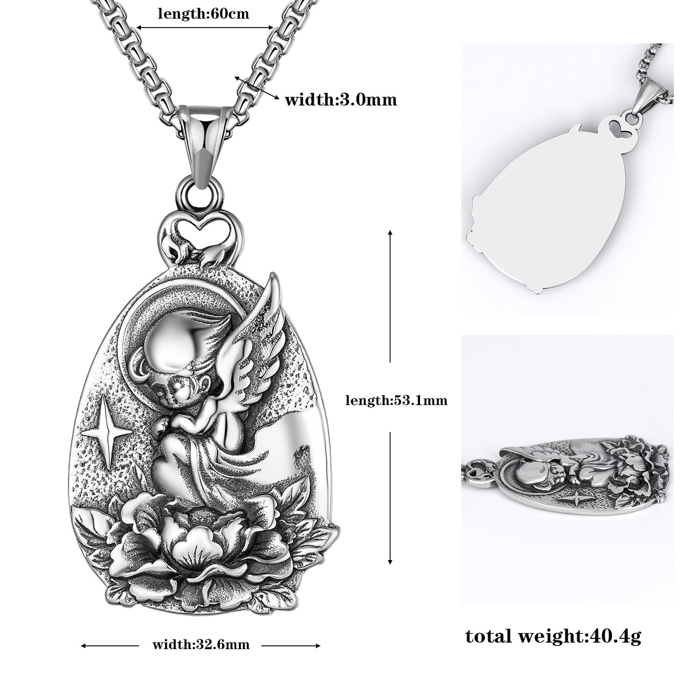 Steel Necklace - Luxury Angel Pendant For Men Planderful