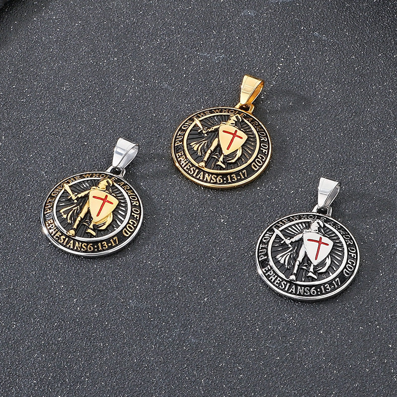 Templar Cross Shield Pendant Red For Men Titanium Planderful