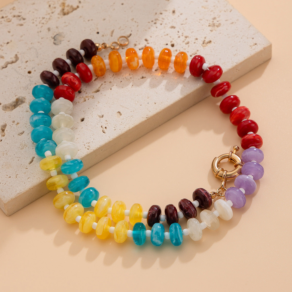 Rainbow Acrylic Beaded Necklace Collection