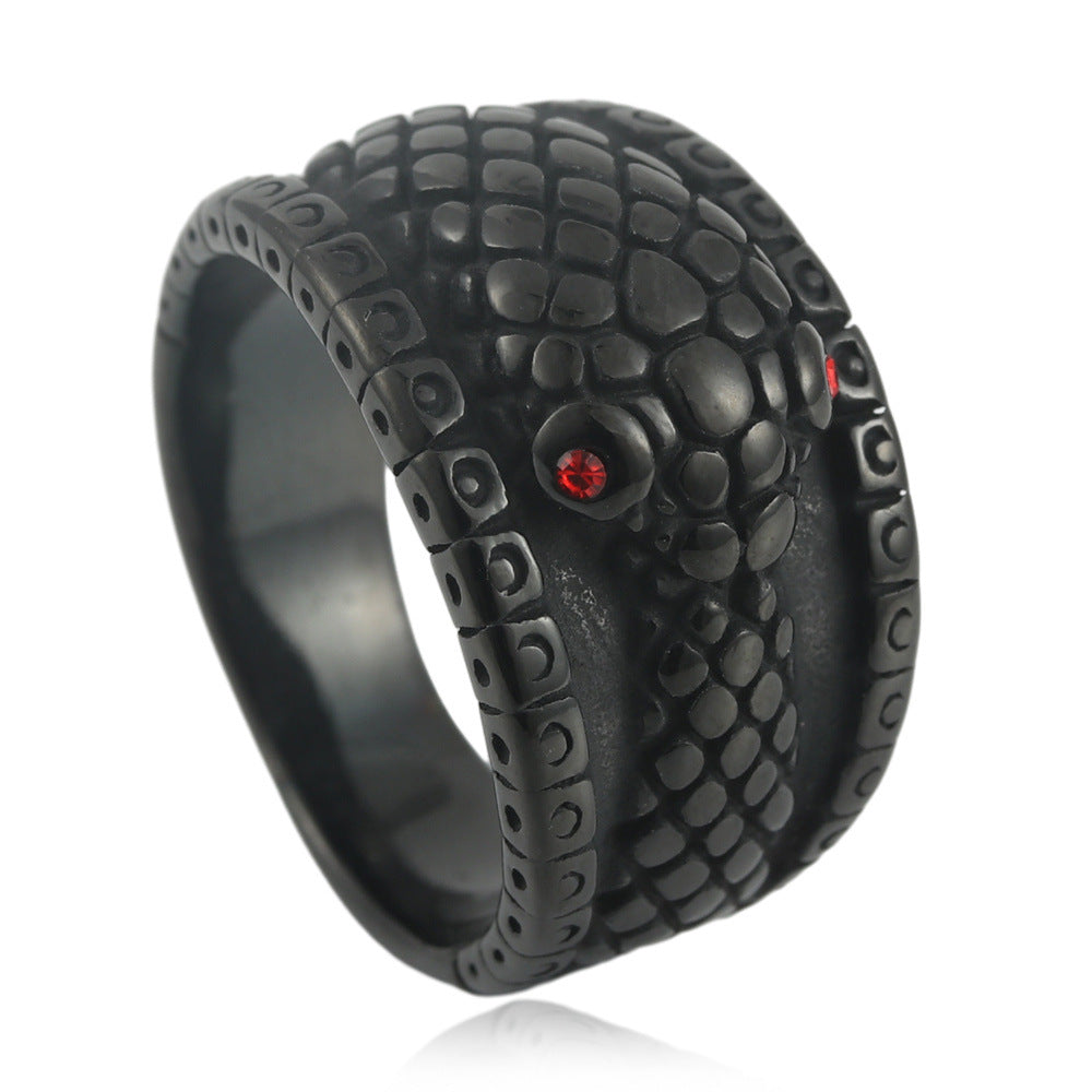 Titanium Steel Snake Ring for Men - Punk Retro Animal Design in Stainless Steel