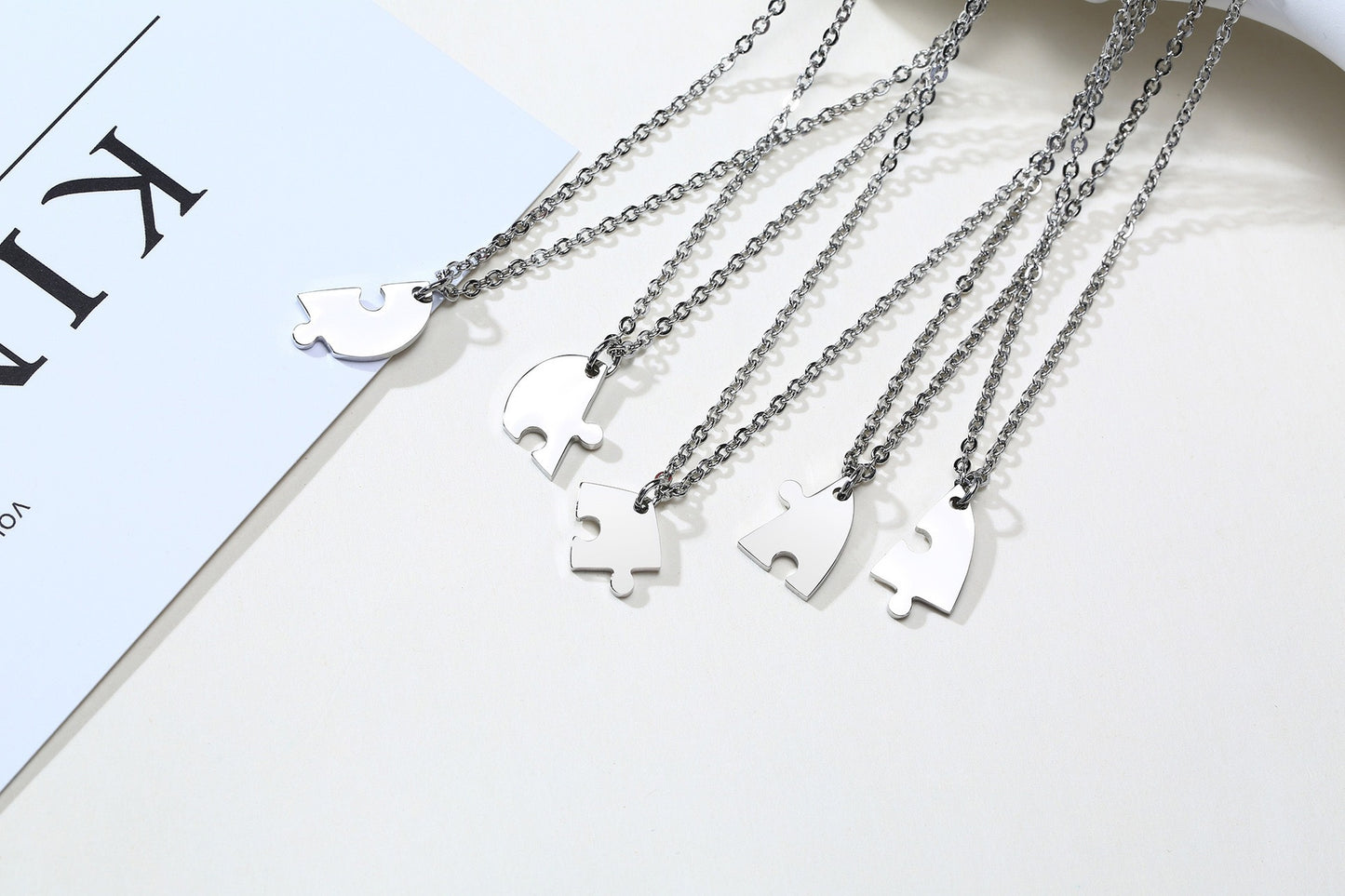 1. Planderful Heart Edge Puzzle Necklace For Couples Stainless Steel Gift For Girlfriend Everyday Elegance Jewelry