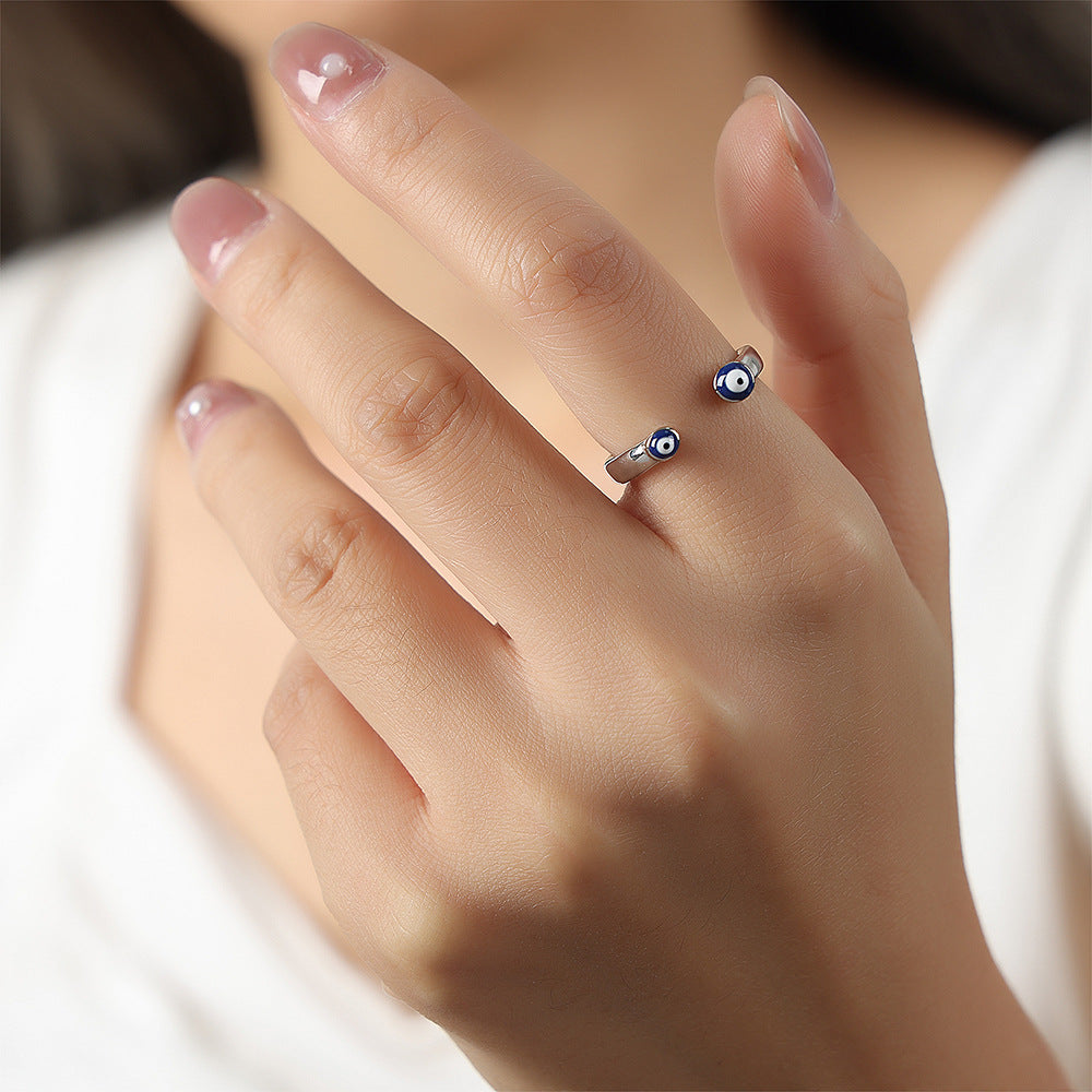 Retro Glam Titanium Steel Enamel Glaze Open Ring - Women's Jewelry