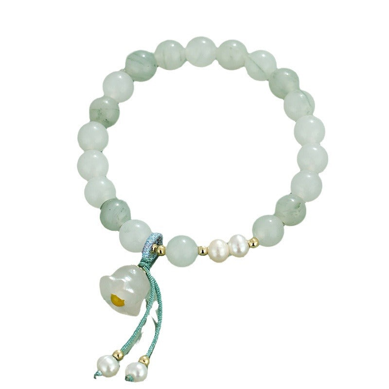 Freshwater Pearl Jade Pearl Lotus Bracelet