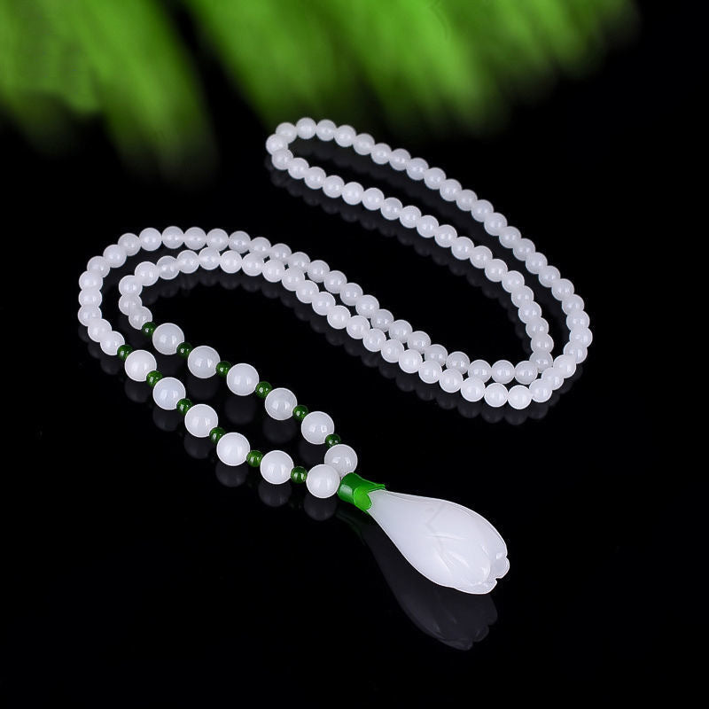 Golden Silk Jade Orchid Necklace