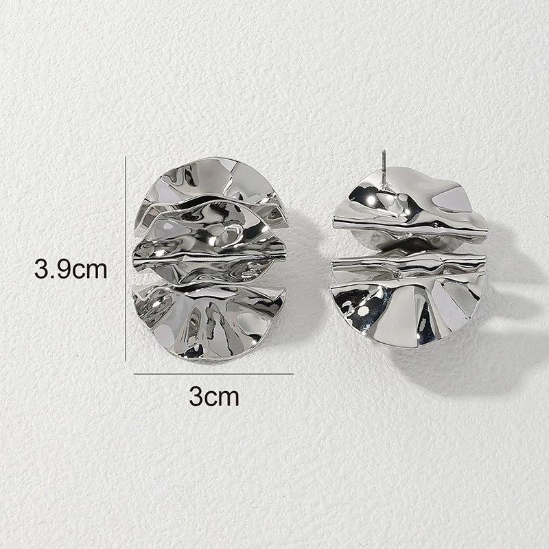 Chic Metal Pleated Women's Earrings - Vienna Verve Collection