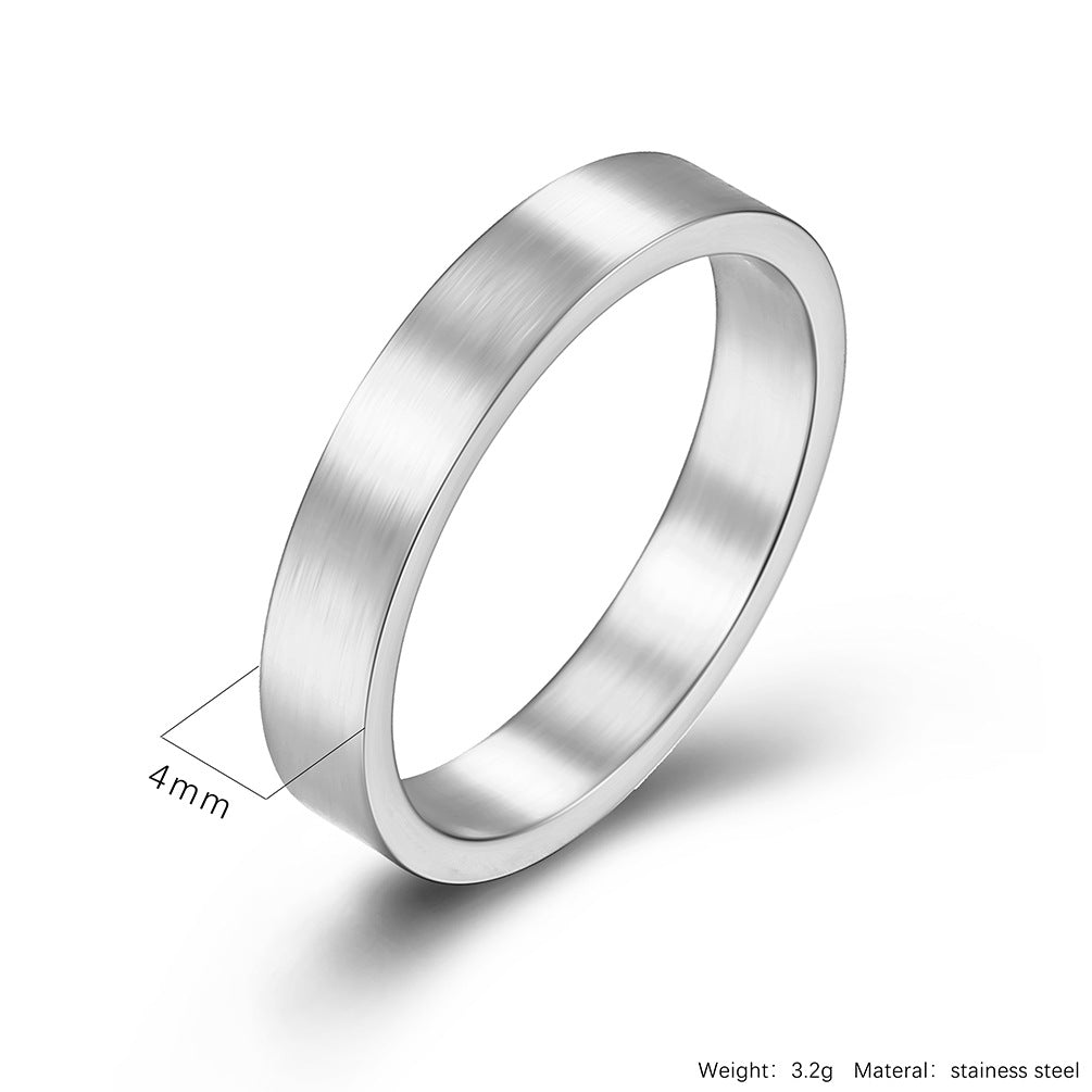 Planderful Titanium Steel Ring 4mm Matte Brushed Unisex Fade Resistant Jewelry For Men And Women Everyday Wear