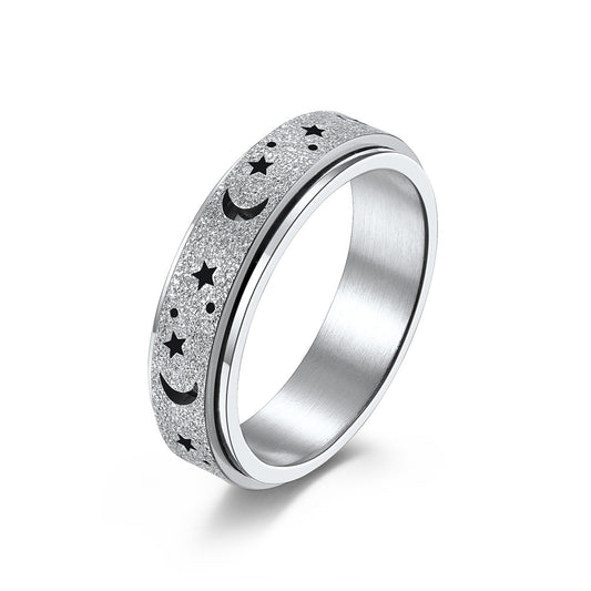 Frosted Hollow Star Moon Rotating Stress Relief Ring
