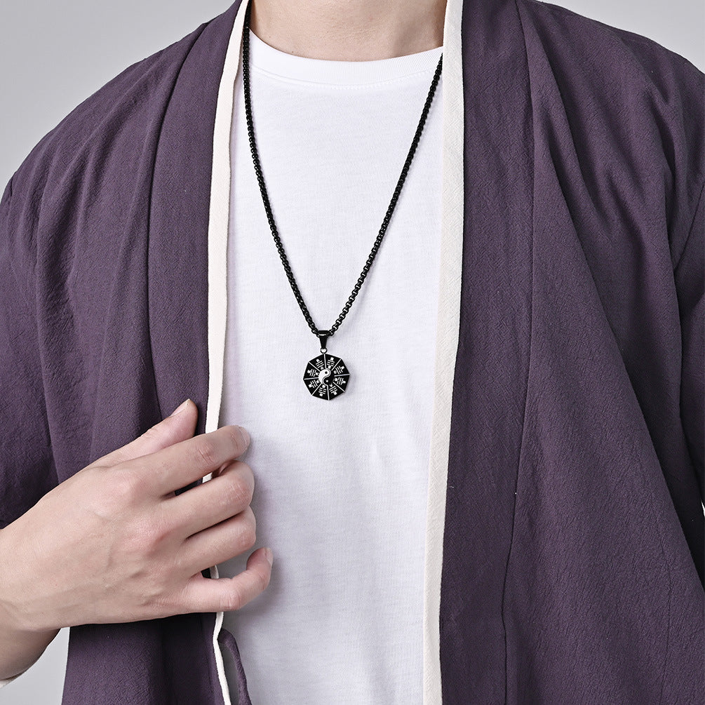 Steel Necklace – Vintage Tai Chi Eight Trigrams Pendant