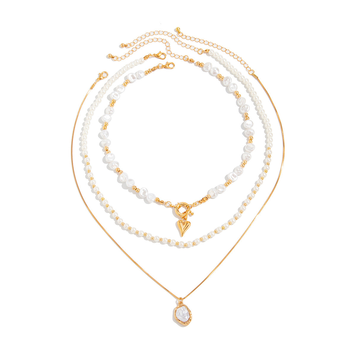 Baroque Pearl Heart Layered Necklace